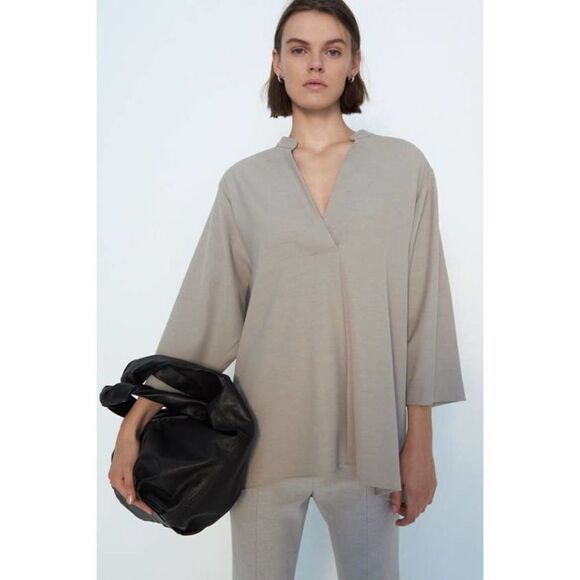 ZARA OVERSIZED SHIRT GREY NEW - Picture 4 of 8